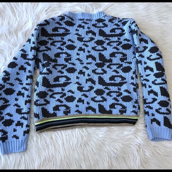 Endless Rose Chunky Blue Cheetah Print Sweater - Picture 2 of 3